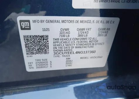 2022 Chevrolet Silverado 1500 Ltd 4Wd Short Bed Rst from USA, damaged, VIN 3GCUYEEL4NG137360